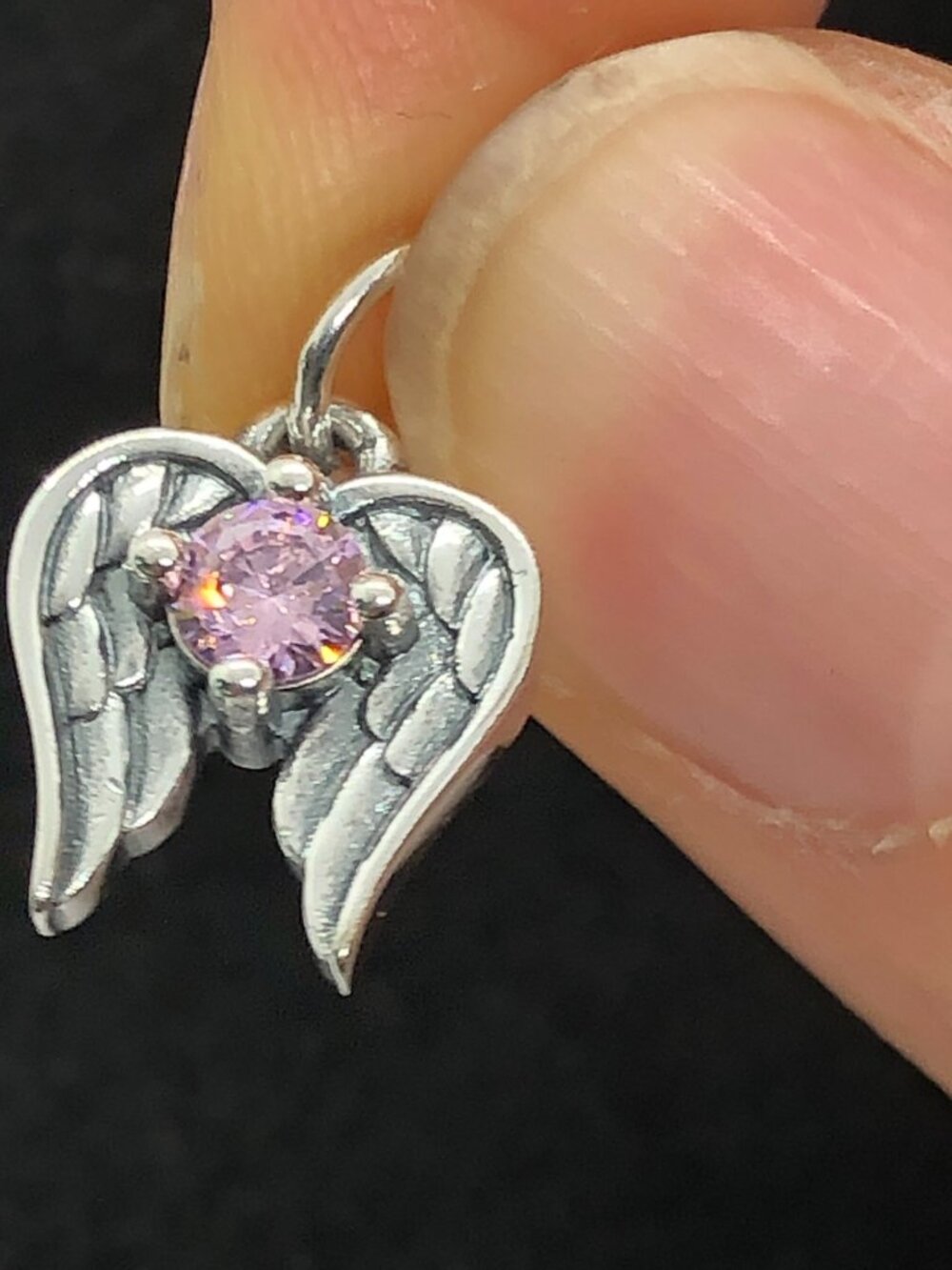 👍👍James Avery Angel Wings Birthstone Charm Lab-Created Pink Sapphire (October)